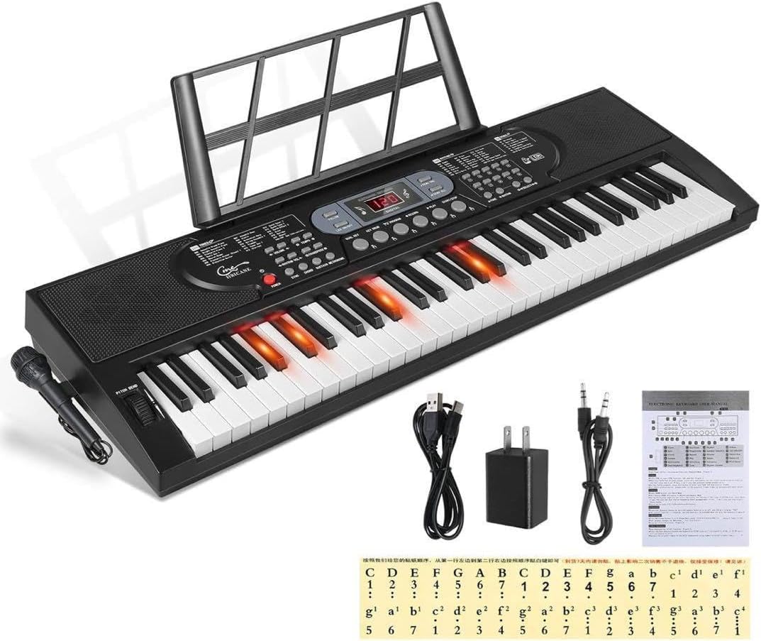 電子ピアノ キーボード 光る鍵盤 61鍵盤 初心者 練習用 黒 子供 284 電子ピアノ キーボード 光る鍵盤 61鍵盤 初心者 練習用 黒 子供 284